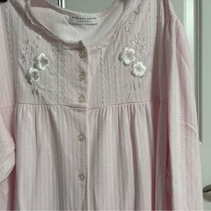 Miss Elaine XL Soft Pink Lace-Trimmed Long Nightgown